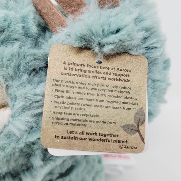 Aurora Cactus Sloth Plush Soft Fluffy Green Sloth 10" - Picture 4 of 8